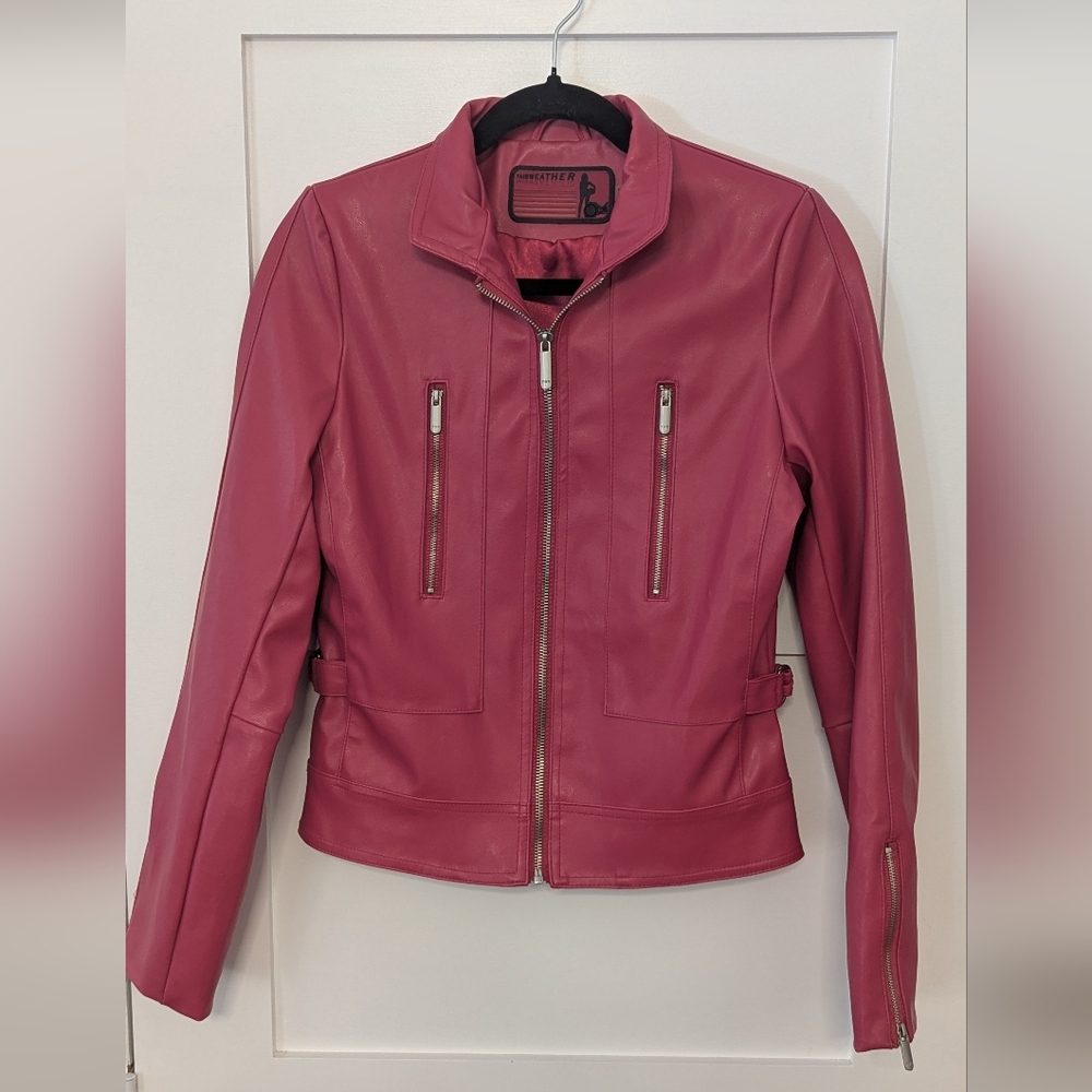 Vintage Fairweather Vegan Leather Cherry Red Y2k Jacket🍒